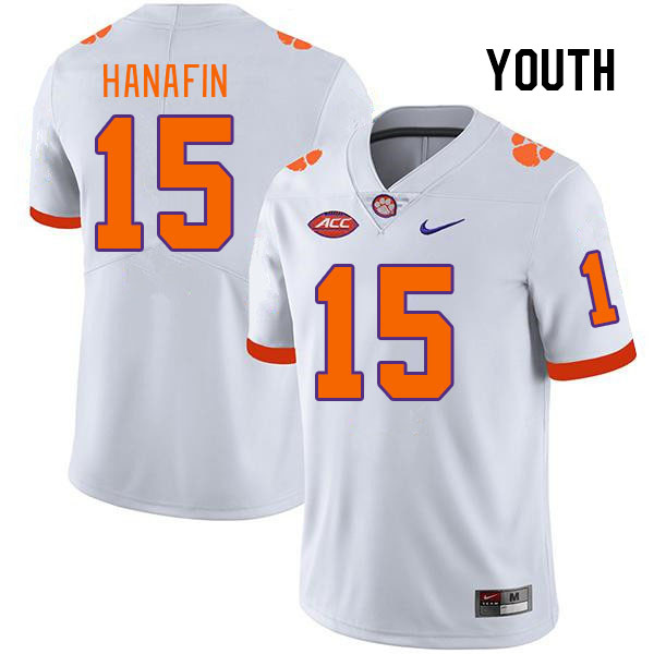 Youth Clemson Tigers Ronan Hanafin #15 College White NCAA Authentic Football Stitched Jersey 23HM30FZ